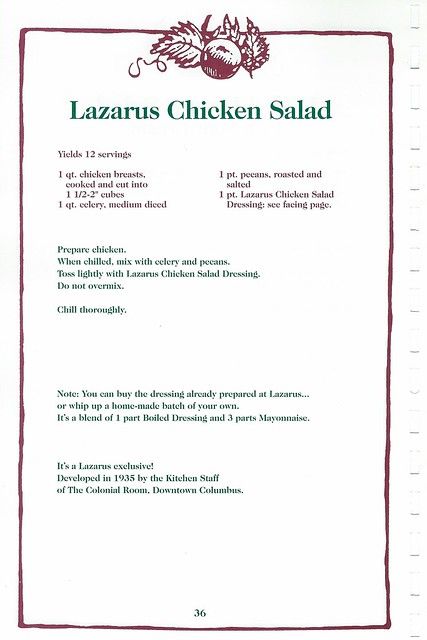 Lazarus Chicken Salad | theprimitivemoose | Flickr Chicken Salad Dressing, Chicken Salad Recipe Easy, Salad Recipes Healthy Easy, Peach Crisp, Heirloom Recipes, Recipe Cookbook, Copykat Recipes, Handwritten Recipes, Baked Pork Chops