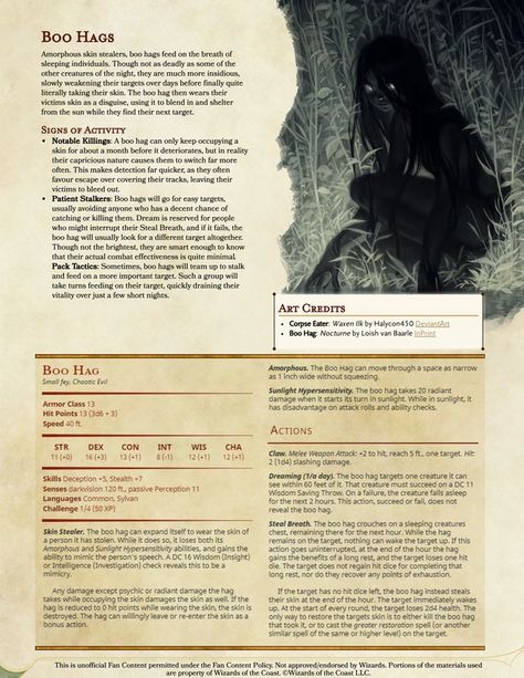 Corpse Eater Dnd, Dnd Swamp Creatures, Hag 5e, Boo Hags, Dnd Hags, Boo Hag, Hag Dnd, Dnd Horror, Dnd Witch