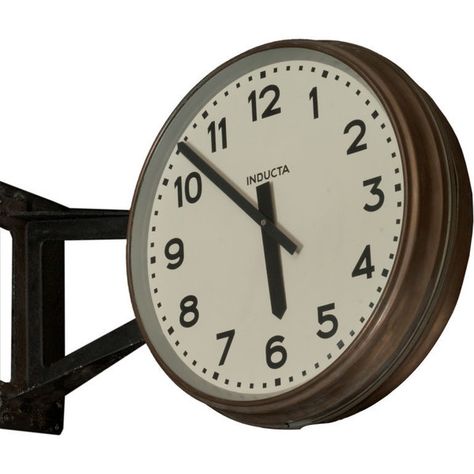 Double Sided Industrial Clock from a Railway Station - 1stdibs found on Polyvore Industrial Condo, Industrial Clock, Brew Bar, Industrial Clocks, 3d Business, Home Clock, Simple Face, Modern Clock, Vintage Wall Clock