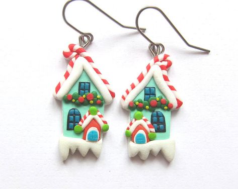 Browse unique items from omifimo on Etsy, a global marketplace of handmade, vintage and creative goods. Santa Claus Workshop, Stuffers Stocking, Christmas Gifts Ideas, Diy Earrings Polymer Clay, Miniature Food Jewelry, Earrings Polymer, Polymer Clay Christmas, Polymer Clay Jewelry Diy, Anime Crafts