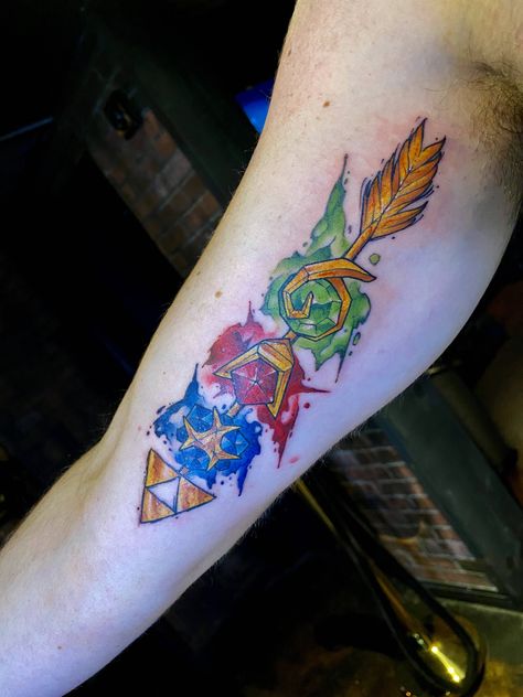 Ocarina Of Time Tattoo, Ocarina Of Times, Zelda Tattoo, Koi Tattoo, Arrow Tattoo, Gaming Tattoo, Back Tattoo Women, Ocarina Of Time, Family Tattoos