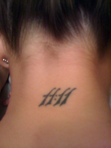 11:11 Neck Tattoo | #1111phenomenon #1111 Small Tattoos Back, 11:11 Tattoo Ideas, 1111 Tattoo, 11 11 Tattoo, Tattoos Back, Minimal Tattoo Ideas, Fire Tattoo, Stylist Tattoos, Cute Tattoos For Women