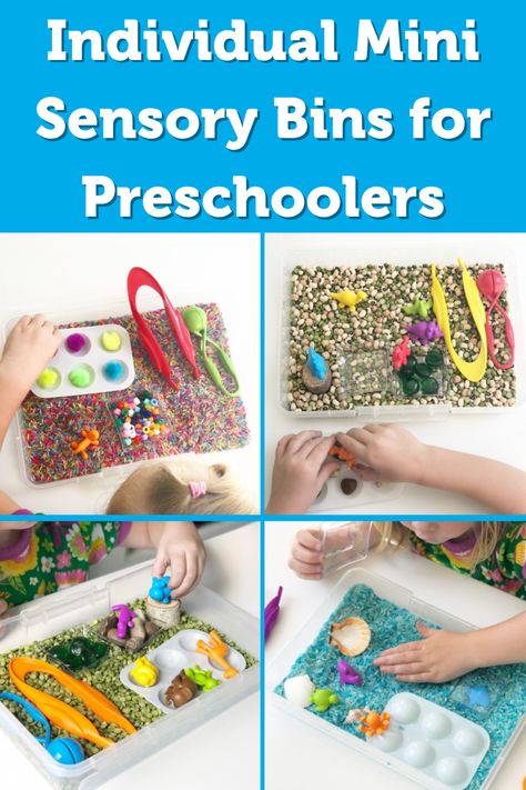 Individual Sensory Bins Preschool, Mini Sensory Bins, Dollar Tree Sensory Bin, Diy Sensory Board, Toddler Sensory Bins, Sensory Kits, Preschool Art Projects, Sensory Activities Toddlers, Sensory Tools