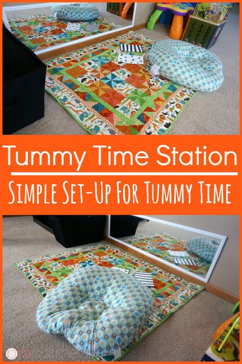 One of the things that I wanted to accomplish with baby number two was a tummy time station.  I’ve decided to set this station up in our playroom.  I know we are going to spend plenty of time in the playroom during the winter months with my toddler so it would be the perfect time … Tummy Time Newborn, Baby Tummy Time, Timmy Time, Baby Toys Newborn, Tummy Time Activities, Baby Play Activities, Newborn Hacks, First Time Parents, Montessori Baby