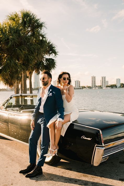 Engagement Photos In Miami, Miami Beach Engagement Photos, Courthouse Wedding Miami, Miami Engagement Photoshoot, Save The Date Photoshoot Ideas, Untraditional Wedding Ideas, Unique Pre Wedding Shoot Ideas, Newspaper Shoot, Miami Elopement