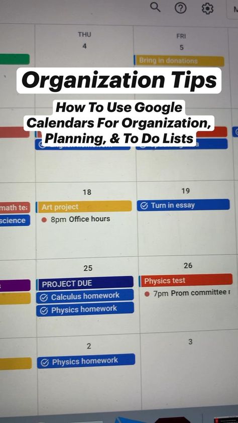 How To Use Google Calendar For Organization - Organization Tips | Study planner, High school organization, Google calendar How To Use Google Calendar As A Planner, How To Use Google Calendar, Google Calendar Ideas, Google Calendar Organization, Physics Test, Work Hack, Calendar Management, Time Management Tools, Effective Study Tips