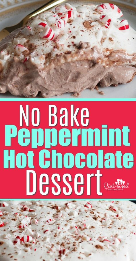 Peppermint Bark Pie, Peppermint Chocolate Pie, Chocolate Peppermint Pie, Hot Chocolate Pie, Dessert Lasagnas, Holiday Dessert Drinks, Peppermint Pie, Hot Chocolate Desserts, Work Snacks