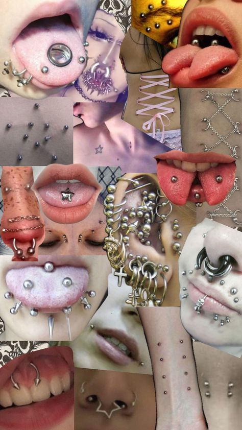 Piercings 90s Piercings, Full Face Piercings, Piercing Background, Face Full Of Piercings, Unique Piercings Face, Piercing Inspo Face, Crazy Piercings, Piercing Art, Smiley Piercing