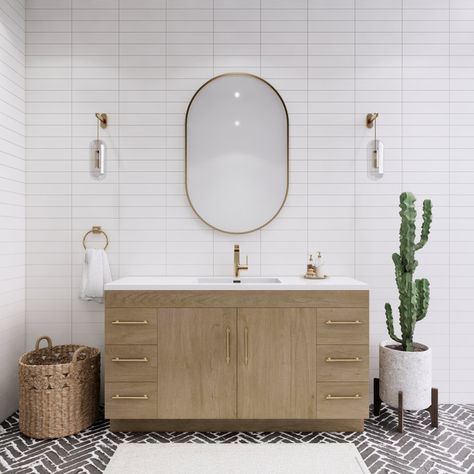 Elsa 60" W Single Bathroom Vanity | Wayfair Mdf Cabinets, Mirror Backsplash, Mounted Vanity, Double Sink Bathroom, White Vanity Bathroom, Double Sink Bathroom Vanity, Sink Top, Floating Vanity, Single Sink Bathroom Vanity