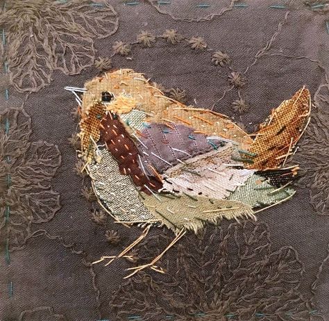 Mandy Pattullo, Art Fibres Textiles, Fiber Collage, Bison Art, Textile Art Embroidery, Bird Quilt, Embroidered Bird, Art Embroidery, Bird Embroidery