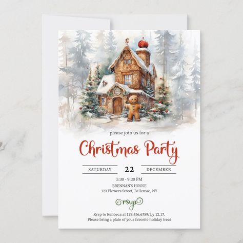 Classic gingerbread house decorating party Classic Gingerbread House, Christmas Open House Invitations, Watercolor Gingerbread, Gingerbread House Decorating Party, Gingerbread House Decorating, Christmas Open House, Gingerbread House Decorations, Decorating Party, Vintage Red Truck