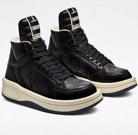 Black High-top Sneakers With Spikes For Streetwear, Rick Owens Shoes, Rick Owens Drkshdw, Round Toe Heels, Men Shoes Size, Rick Owens, Top Shoes, Air Jordan Sneaker, Cow Leather