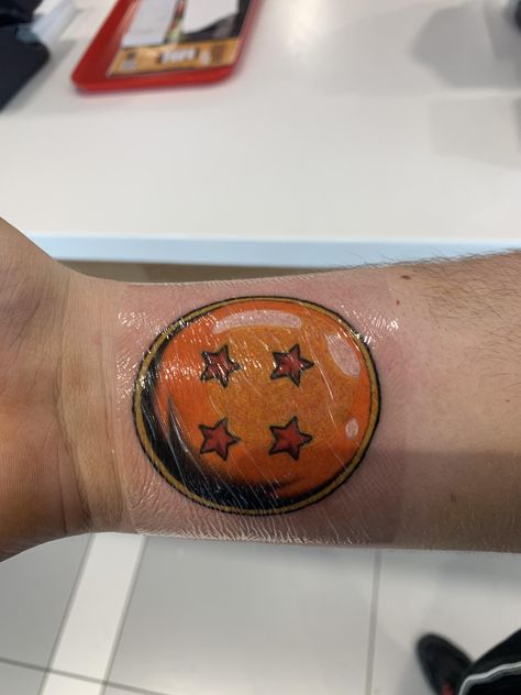 Got my 4 star dragon ball tattoo today! (Catherine Cloak & Dagger Antrim Northern Ireland) #tattoos #tattoo #beauty Four Star Dragon Ball Tattoo, 4 Star Dragon Ball Tattoo, Ireland Tattoos, 4 Star Dragon Ball, Dragonball Tattoo, Possum Art, Dbz Tattoo, Star Dragon, Ball Tattoo