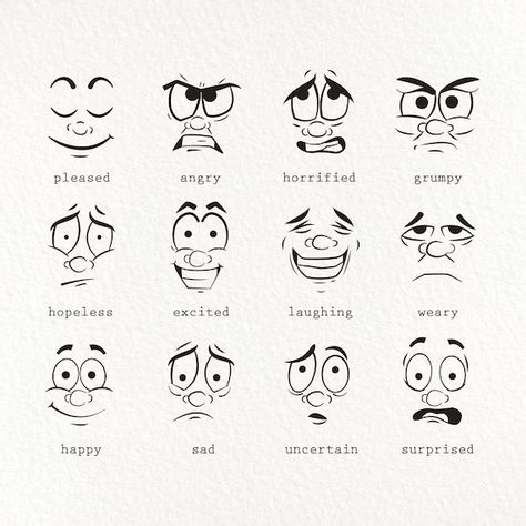 Cute Cartoon Faces To Draw, Sick Face Expression, Character Design Face Expression, Editorial Cartooning Facial Expressions, Character Faces Drawing, Pleased Face Expression, Different Expressions Faces, Calm Face Drawing, Characature Art