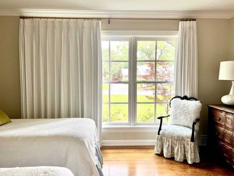 Curtains On 9 Ft Ceilings, 9 Ft Ceilings Curtains, How High To Hang Curtains With Crown Molding, 9ft Ceiling Curtains, Ceiling Hung Curtains, Drapes For Living Room Tall Ceilings, Ceiling Height Curtains, Curtains Hung From Ceiling, Curtain Rod Height