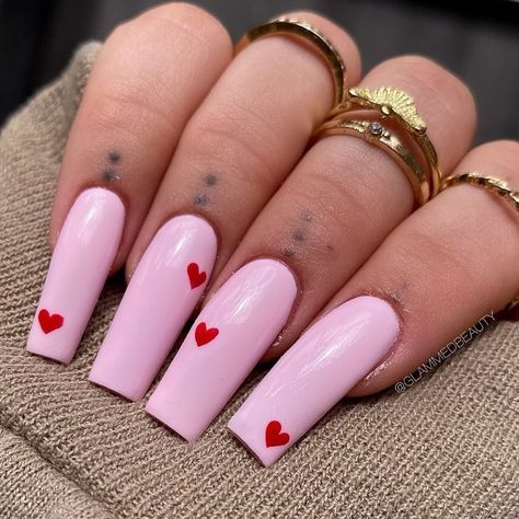 Nail Art Cute, Vday Nails, February Nails, Valentine Nails, Nail Designs Valentines, Cute Gel Nails, Nail Swag, Acrylic Nails Coffin Short, Pink Acrylic Nails