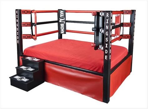 Boxing Ring Bed-Must Have Man Cave Accessories Wwe Bedroom, Princess Carriage Bed, Train Bed, Toddler Car Bed, Wrestling Birthday, Sports Bedding, Boxing Ring, Theme Beds, Dollhouse Bed