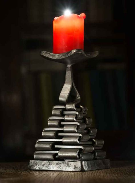 PYRAMIDE, forged candlestick Hand Forged Candle Holder, Table Candle Holders, Spiral Candles, Roman Candle, Long Candles, Candle Table, Forging Metal, Iron Candle, Tea Candles