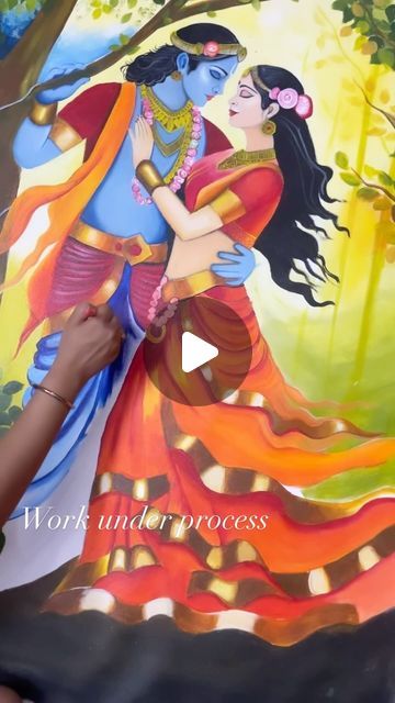 Divine Art By Tanya on Instagram: "Commissioned work under process 

@_tanya_tripathi__ 

#radhakrishna #canvaspainting #acrylicpainting #oilpainting #artwork #artistsoninstagram #homedecor" Radhakrishna Painting, Divine Art, June 15, Krishna, Acrylic Painting, Canvas Painting, Oil Painting, Music, On Instagram