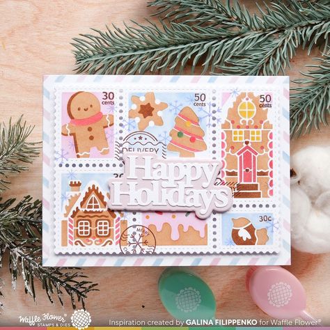 waffleflower.com | Many of you mentioned how addicting it is to use the coordinating stencils for our Postage Collage Die. This new Wild Flower stencil is no… | Instagram Gingerbread Stencil, Postage Stamps Collage, Gingerbread Cards, Postage Stamp Design, Kids Planner, Honey Bee Stamps, Flower Stencil, 2024 Christmas, Crafty Kids