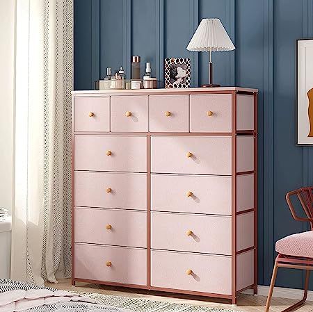 EnHomee Pink Dresser for Girls Bedroom with 12 Drawers Girls Dressers for Bedroom Pink Chest of Drawers with Wood Top, Metal Frame, Tall Dressers for Bedroom, Closet, Nursery, Living Room Pink#ad Pink Chest Of Drawers, Dresser Dresser, Closet Living Room, 12 Drawer Dresser, Girl Dresser, Pink Dresser, Tall Chest Of Drawers, Large Dresser, Fabric Dresser