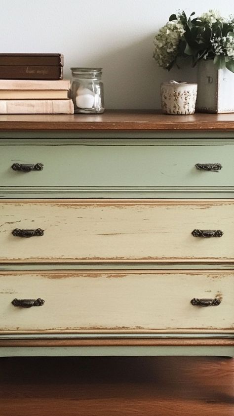 Transform an old dresser with a fresh coat of chalk paint! This DIY dresser makeover is perfect for giving tired furniture a new lease on life with a matte, vintage-inspired finish. Learn how to create a shabby-chic look with chalk paint and bring charm to any room with this simple, budget-friendly project. 🎨🛠 #ChalkPaintMakeover #DIYDresser #FurnitureMakeover #ShabbyChicDecor Sage Green Dressers Painted, Green Chalk Paint Furniture, Green Chalk Paint, Chalk Paint Dresser, Chalk Paint Makeover, Paint Dresser, Green Dresser, Diy Dresser Makeover, Painted Furniture Colors