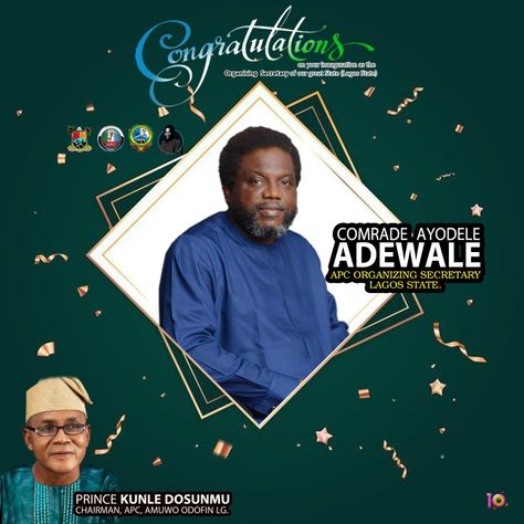 it's a congratulatory banner design of Comrade Ayodele Adewale Lagos State Congratulatory Poster, Banner Design Ideas, Banner Ideas, Layout Ideas, Banner Design, Design Ideas, Layout, Graphic Design, Movie Posters