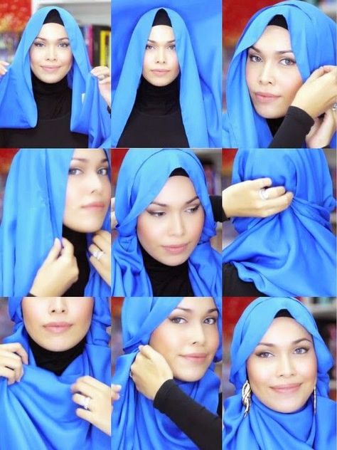 Tight Back Hijab Tutorial – Earrings Style Hijab Styles For Party, Head Scarf Tutorial, Unique Hijab, Tutorial Earrings, Wedding Hijab Styles, Simple Hijab Tutorial, Simple Hijab, Street Hijab Fashion, Hijab Style Tutorial