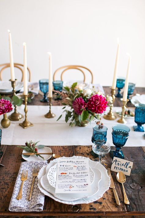 Use more neutral colors for the rest of your table setting so that your jewel-toned flowers pop with ease.     Styled by: Archive Rentals Wedding Dresses Nyc, Martha Weddings, Jewel Tone Wedding, Wedding Dress Pictures, Reception Table, Wedding Color Schemes, Jewel Tones, Silver Wedding, Place Settings