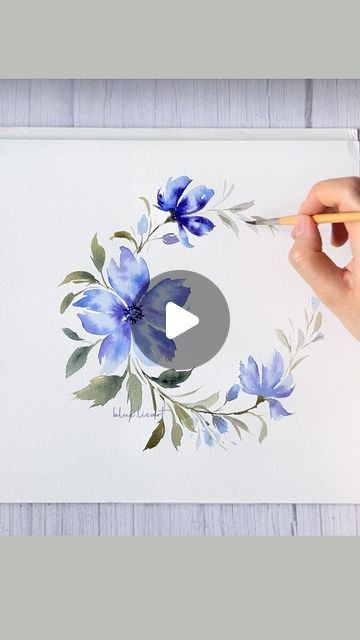 Heart Wreath Tutorial, Blue Floral Wreath, Watercolor Flower Wreath, Loose Watercolor Flowers, Colorful Wreath, Skillshare Classes, Watercolor Calligraphy, Loose Watercolor, Learn How To Paint