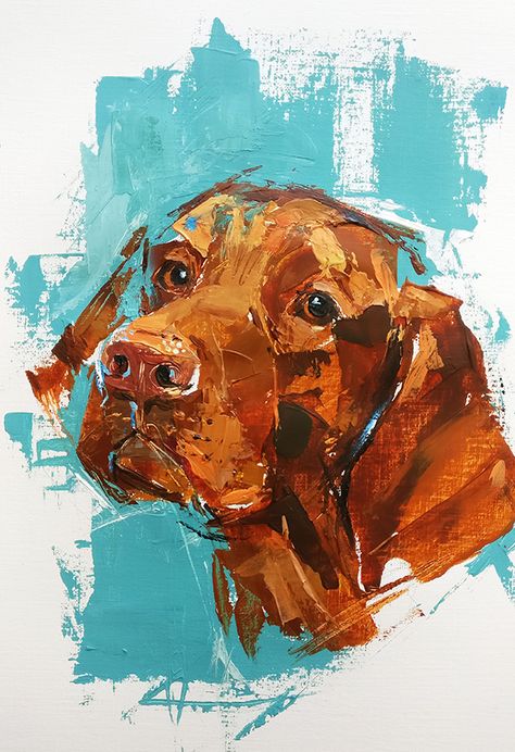 Painting Dogs Acrylic, Paintings Of Dogs Acrylic, Dog Paintings Acrylic, Knife Painting Acrylic, Knife Painting Portrait, Acrylic Dog Painting, Dog Acrylic Painting, How To Paint A Dog With Acrylics, Colourful Dog Painting