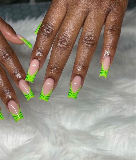 Stripes Nails, Lime Nails, Lime Green Nails, Neon Green Nails, Green Acrylic Nails, Acrylic Toes, Hippie Nails, Colored Acrylic Nails, Simple Acrylic Nails