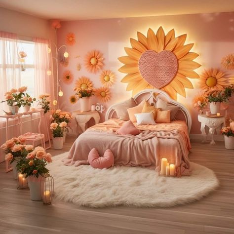 Sunflower Bedroom Ideas, Childrens Bedroom Ideas, Sunflowers Decor, Children's Bedroom Ideas, Pink Sunflowers, Brooklyn Apartment, Childrens Bedroom, Sunflower Decor, Childrens Bedrooms