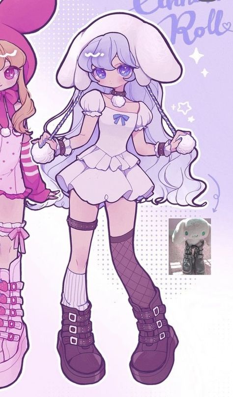 Sanrio Oc Base, Cinnamoroll As A Human, Chibi Outfit Ideas, Sanrio Human Version, Doll Art Drawing, Sanrio Oc, Pixel Art Kawaii, Human Sketch, Adopt Idea