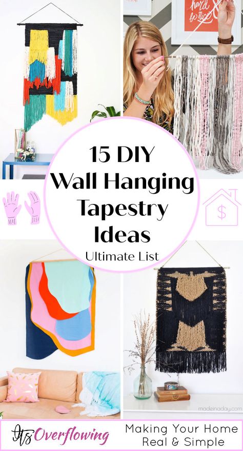 15 Unique DIY Wall Hanging Tapestry Ideas for Wall Decor How To Make Tapestry Wall Hangings, Homemade Tapestry, Diy Textile Wall Art, How To Hang A Tapestry On Wall, Diy Wall Tapestry, Boho Tapestry Bedroom Wall Hangings, Sewn Tapestry, Hanging Wall Art Diy, Diy Wall Hanging Decorations