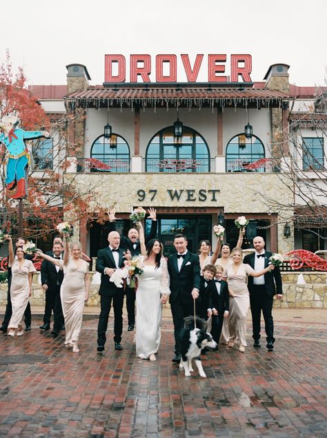 Wedding Bridal Party in front of Hotel Drover Hotel Drover Wedding, Fort Worth Wedding Venues, Dallas Tx Wedding Venues, Adolphus Hotel Dallas Weddings, Hotel Drover Fort Worth Wedding, Hotel Dupont Wedding, Chic Wedding Venues, Fort Worth Stockyards, Dallas Wedding Venues