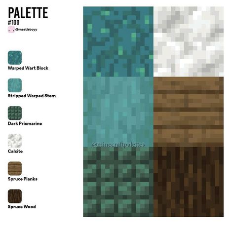 Blue Block Pallet Minecraft, Blue Minecraft Palette, Spruce Wood Color Pallet Minecraft, Minecraft Blue Color Palette, Building Pallets Minecraft, Spruce Pallet Minecraft, Minecraft Color Combinations, Blue Minecraft Block Palette, Minecraft Material Combinations