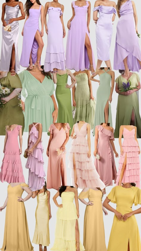 #myfirstshuffle Pastel Dress Outfit, Vestidos Color Pastel, Pastel Wedding Dresses, Formal Wedding Guest Attire, Pastel Color Dress, Wedding Entourage, Mother Of Bride Outfits, Dress Code Wedding, Bridesmaid Colors