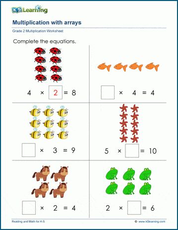 Students use arrays (rows and columns) to solve multiplication questions. Free | Math | Worksheets | Grade 2 | Printable 2 Multiplication Worksheets, Grade 2 Multiplication, Worksheets Grade 2, Log Math, Multiplication Questions, Array Worksheets, Multiplication Arrays, Rows And Columns, Learning Multiplication