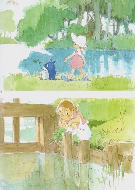 Ghibli Concept Art, Hayao Miyazaki Art, Miyazaki Art, Manga Watercolor, Watercolor Art Journal, Ghibli Artwork, Studio Ghibli Movies, Studio Ghibli Art, Ghibli Art