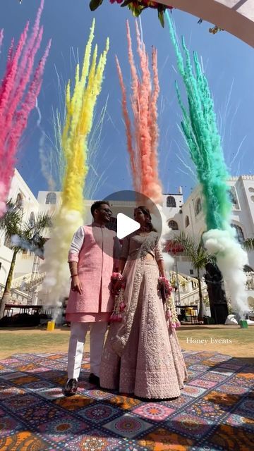 Honey Events on Instagram: "Life is a collection of moments, and this event is definitely one of them.
#teamhoneyevents 
Event @honey_events_ 
Design @jai_hariyani 
Venue @rchandrapalace 
Sfx @jaipur_bride_groom_entry @n.r_entry_concept_fireworks 
Host @anchor.rj.gaurav 

@weddingbazaarofficial @weddingsutra @wedmegood  @weddecor.in @weddingbridgeofficial @weddingz.in" Bride And Groom Entry, Bride Groom Entry, Groom Entry, Events Design, Desi Wedding, Instagram Life, Most Romantic, Bride And Groom, Event Design