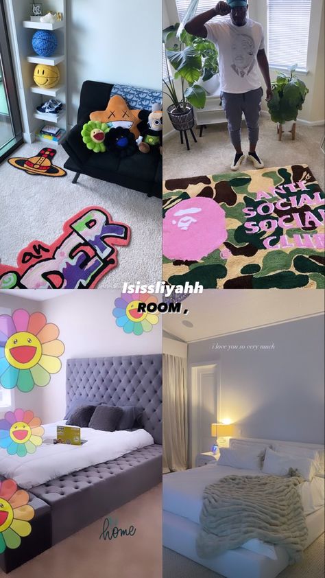 Kaws Theme Room, Bedroom Ideas Kaws, Kaws Dorm Room, Hypebeast Room Girl, Kaws Bed Set, Kaws Inspired House, White Room Decor Bedroom, Dope Rooms, Luxury Room Design