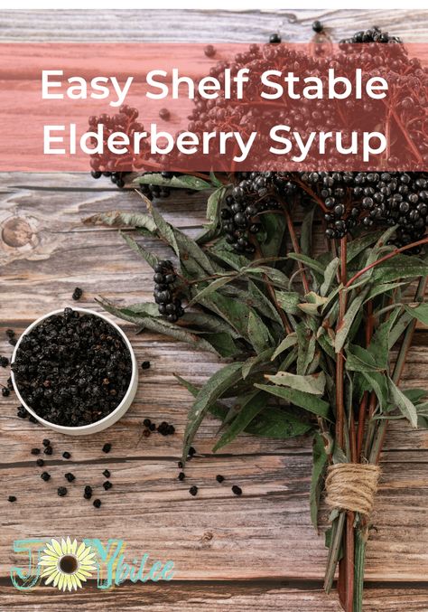 If you hesitate to make elderberry syrup, because it won't be shelf stable, try this recipe. It is made in two parts, and combined to make shelf stable elderberry syrup that doesn't need to be canned or refrigerated for storage. Store in bottles, or jars, for winter cold and flu season. Elderberry Syrup Recipe Shelf Stable, Elderberry Syrup Canning Recipe, Elderberry Cough Syrup Recipe, Shelf Stable Elderberry Syrup Recipe, Elderberry Scones, Winter Apothecary, Elderberry Cough Syrup, Make Shelf, Make Elderberry Syrup