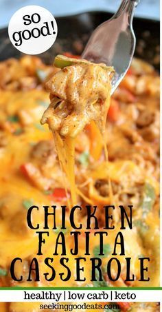 Skillet Chicken Fajitas, Fajita Casserole, Chicken Fajita Casserole, Keto Chicken Casserole, Baked Chicken Fajitas, Mexican Recipe, Low Carb Meal, Healthy Casseroles, Chicken Fajita