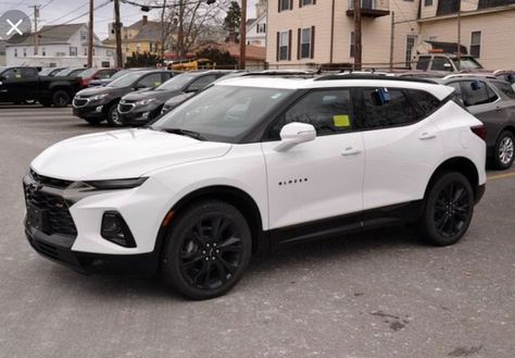 Chevy Blazer 2019 RS White Chevy Cars New, 2023 Chevy Blazer Rs, 2022 White Chevy Blazer, 2020 Chevy Blazer, Suv Mom Car, Chevy Blazer Aesthetic, Chevrolet Blazer 2023, Chevy Blazer 2023, White Suv Aesthetic