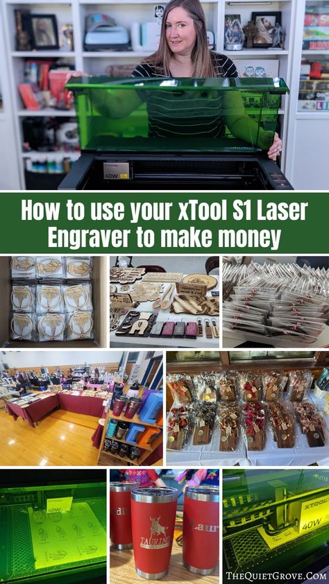 Are you looking at getting the xTool S1 Laser engraver to use for your small business? Check out my tips for using your S1 to make money. #xToolS1 #LaerEngraver #SmallBusiness How To Start A Laser Engraving Business, Small Business Laser Engraving, Laser Engraver Projects That Sell, Xtool S1 40w Projects, Xtool S1 Projects, Laser Crafts To Sell, Laser Engraving Projects, Xtool S1 Project Ideas, Things To Engrave