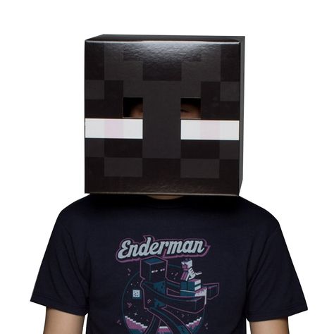 Enderman Costume, Minecraft Box, Minecraft Costumes, Minecraft Enderman, Neon Party Supplies, Cardboard Mask, Minecraft Steve, Minecraft Characters, Minecraft Birthday Party