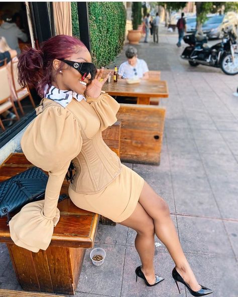 Robert Queen on Instagram: “RQ Puffy Sleeve Camel Dress paired w/ @byondmeasure Corset 🧵” Chunky Layers, Camel Dress, Shop The Look, Hot Outfits, Peacocks, 90s Fashion, Everyday Look, Effortless Style, Puff Sleeve