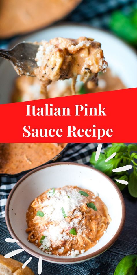 This Italian Pink Sauce Recipe is filled with Italian seasoning and cream! Perfect pink pasta sauce served with extra parmesan cheese! Italian Pink Sauce, Best Pink Sauce Pasta Recipe, Pink Pasta Sauce Recipes, Italian Pink Sauce Recipe, Creamy Pink Sauce Pasta, Pink Sauce Pasta Easy, Parma Rosa Sauce, Pink Sauce Recipe, Pink Sauce Pasta Recipe