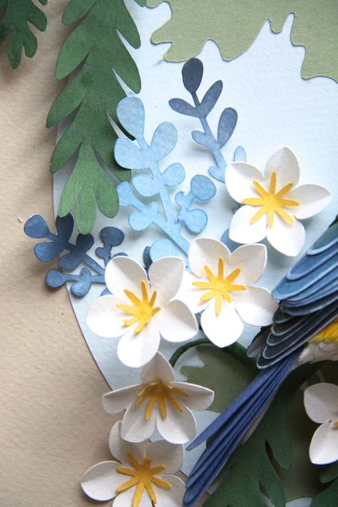 Paper Cutout Art, 3d Paper Art, Paper Plants, Bird Stamp, Diy Projects For Beginners, Paper Flower Crafts, Paper Birds, Paper Art Craft, Paper Artwork